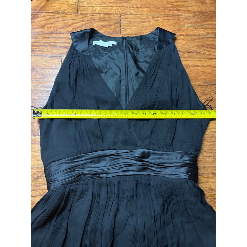 Maggy London Black 100% Silk Chiffon Tie Back Cocktail Dress Size 14 Sleeveless - Picture 3 of 6